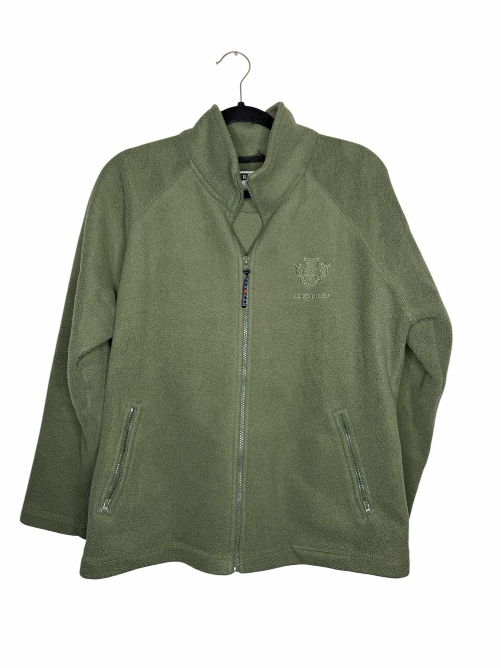JERZEES / olive green vintage Scotland full zip fleece jacket / XL